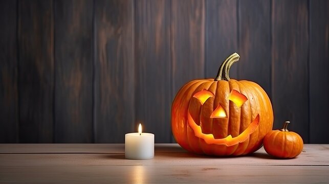 Picture Of Halloween Pumpkin Jack O Lantern With Candle