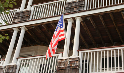 US flag waves proudly, symbolizing unity, freedom, and democracy, embodying the nation's history, diversity, and aspirations