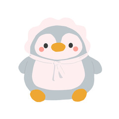 baby penguin with hat doll illustration