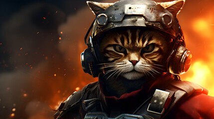 Cat soldier army illustration design GENERATIVE AI