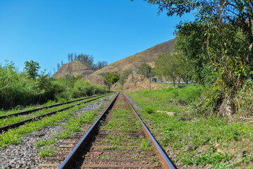 Obraz premium view of railway in rural area