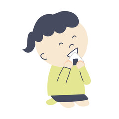 girl eating rice balls