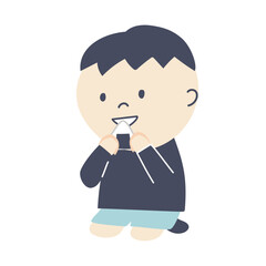 boy eating rice balls