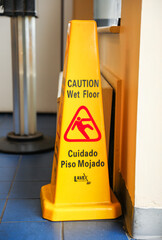 Yellow caution sign: Symbol of warning and alertness; vibrant hue signifies potential hazards,...