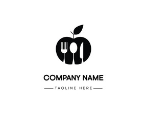 Vector illustration of apples, spoons, knives, cutlery for icons and symbols of restaurants, cafes, canteens and other eating places. also great for fruit healthy food logo.