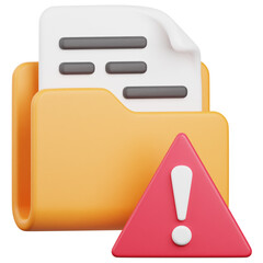 3D Render Folder Alert Icon, illustration isolated on white background, suitable for website, mobile app, print, presentation, infographic, and other projects.