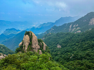 Landscape in Huatai Flower Terrace Scenic Area at Mount Jiuhua, one of the four sacred Buddhist mountains in China, located at Qingyang County, Chizhou, Anhui Province. 
