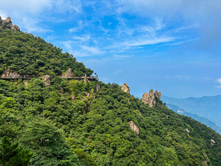 Fototapeta na wymiar Landscape in Huatai Flower Terrace Scenic Area at Mount Jiuhua, one of the four sacred Buddhist mountains in China, located at Qingyang County, Chizhou, Anhui Province. 