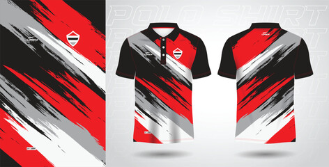 red and black polo sport shirt sublimation jersey template