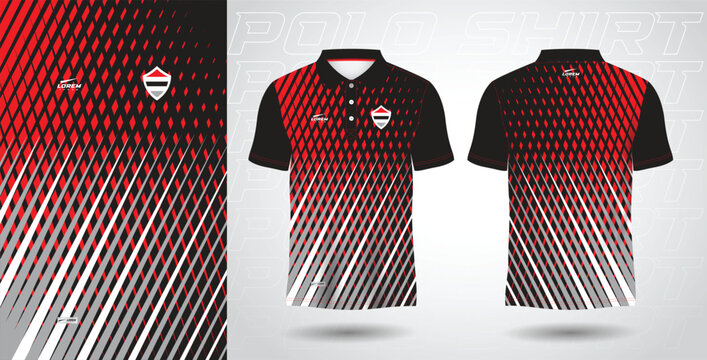 Red And Black Polo Sport Shirt Sublimation Jersey Template