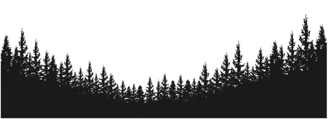 Spruce fir forests, pine tree silhouettes