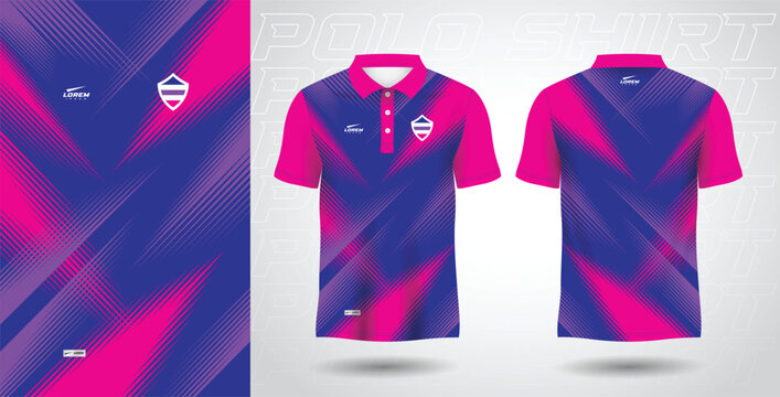 Blue Purple And Pink Polo Sport Shirt Sublimation Jersey Template