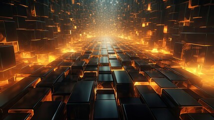 Obraz premium front view modern dark 3d random abstract object with cinematic color for background