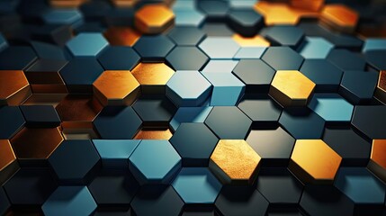 front view modern symmetrical hexagon arrangement with gradient color for wallpaper or background