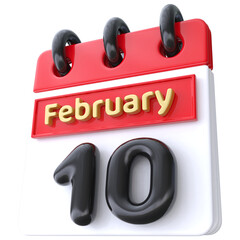 Flat Icon 3d Calendar - February 10