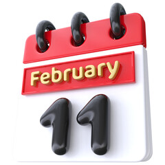 Flat Icon 3d Calendar - February 11