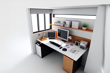 Office Interiror with Office Supplies