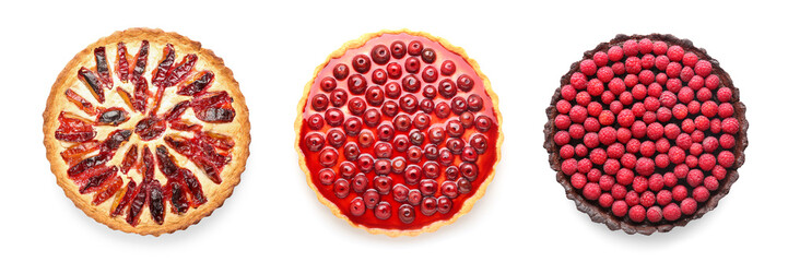 Set of sweet pies on white background, top view © Pixel-Shot