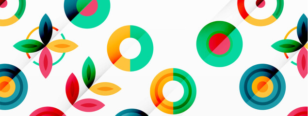 Colorful circles in a grid composition abstract background. Design for wallpaper, banner, background, landing page, wall art, invitation, prints, posters