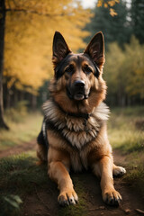 German shepherd dog on the nature background 