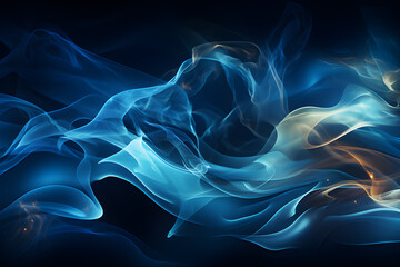 Blue smoke trail on a black background. aromatherapy concept. Generative AI - obrazy, fototapety, plakaty
