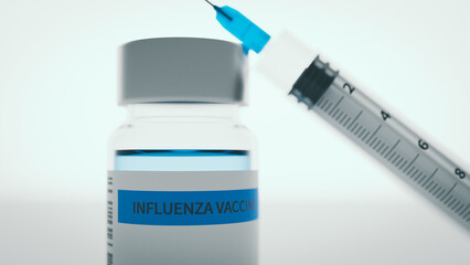 Background of the concept of flu vaccination against the flu epidemic, 3d rendering