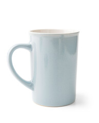 Blue cup on white background