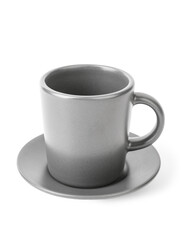 Cup and saucer on white background