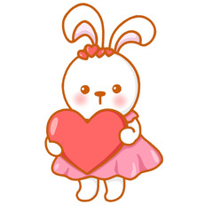 adorable little rabbit with heart isolated 