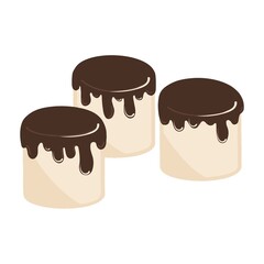 Marshmallow with chocolate, make room for text, symbol. Logo design.