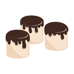 Vector, marshmallow with chocolate, make room for text, symbol. Logo design.