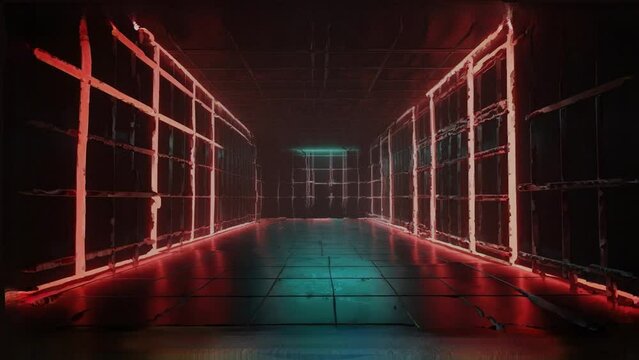 Up to 4K resolution, corridors of the cyber world, Generative AI with blender