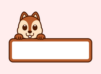 Cute Squirrel Vector Label