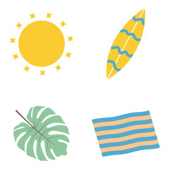 Fototapeta na wymiar Summer Beach Vector Icon Set