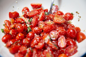Bowl of Cherry tomatoes with parmesan