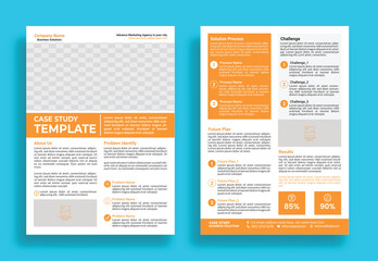 Case study template, Business case study layout, Double side flyer template, Case Study, Case Study