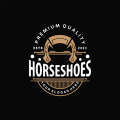 Simple Minimalist Horseshoe Logo, Western Cowboy Farm Ranch Retro Vintage Retro Design