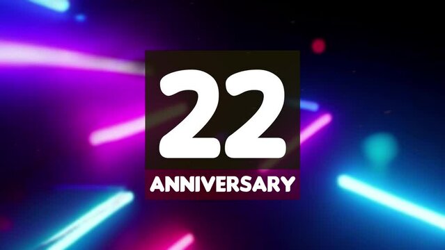22th anniversary birthday celebration horizontal with colorful background lines and squares