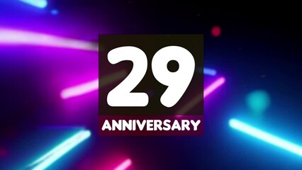 29th anniversary birthday celebration horizontal with colorful background lines and squares