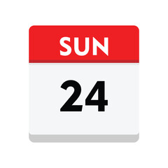 calender icon, 24 sunday icon with white background	