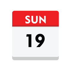 calender icon, 19 sunday icon with white background	