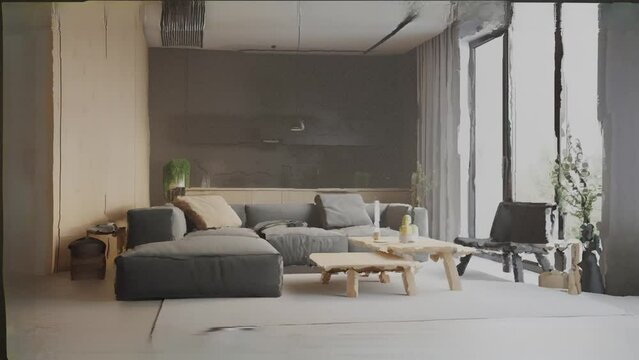Up to 4K resolution, Luxuriously furnished living room, Generative AI with blender