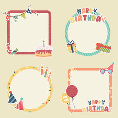 Birthday frame collection with hand drawn style