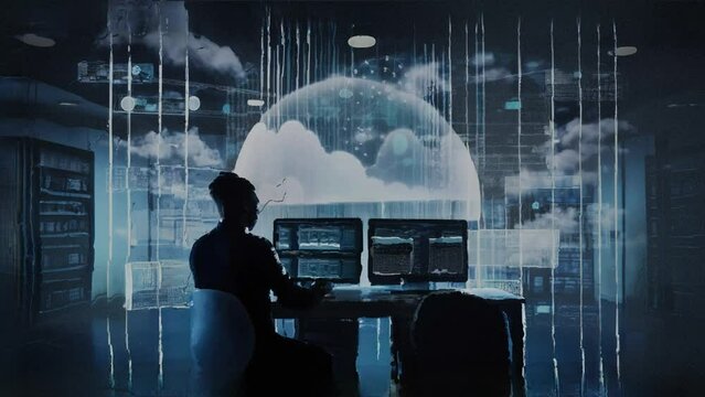 Up to 4K resolution, Company employee monitoring cloud data, Generative AI with blender