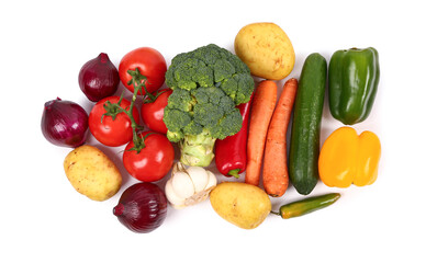 Fresh vegetables on white background