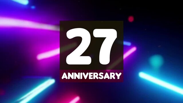 27th anniversary birthday celebration horizontal with colorful background lines and squares