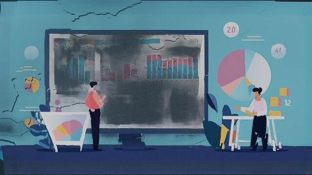 Up to 4K resolution, Company employees analyzing data during a meeting, Generative AI with blender