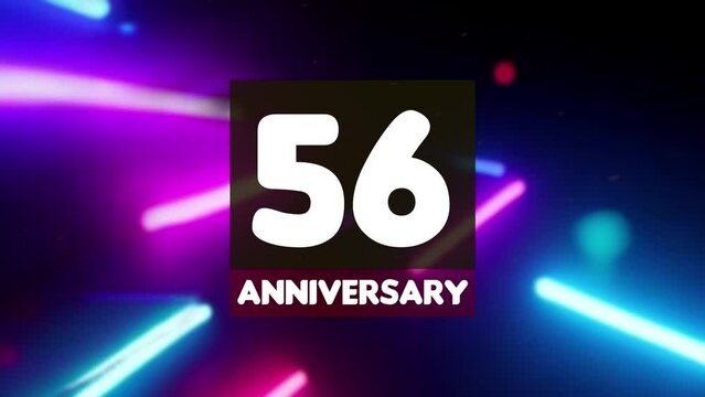 56th anniversary birthday celebration horizontal with colorful background lines and squares