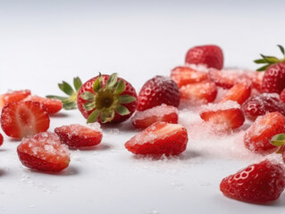 Candied strawberries with fine sugar