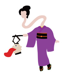 百鬼夜行　着物　妖怪　ろくろ首　提灯お化け